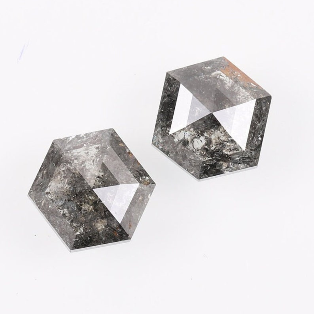 Natural Salt and Pepper 2.70 CT Hexagon Loose Diamond