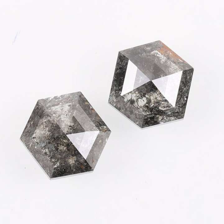 Natural Salt and Pepper 2.70 CT Hexagon Black Loose Diamond