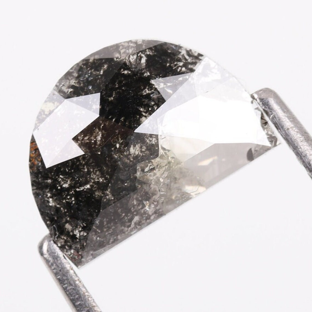Natural Salt and Pepper 4.90 CT Crescent Loose Diamond