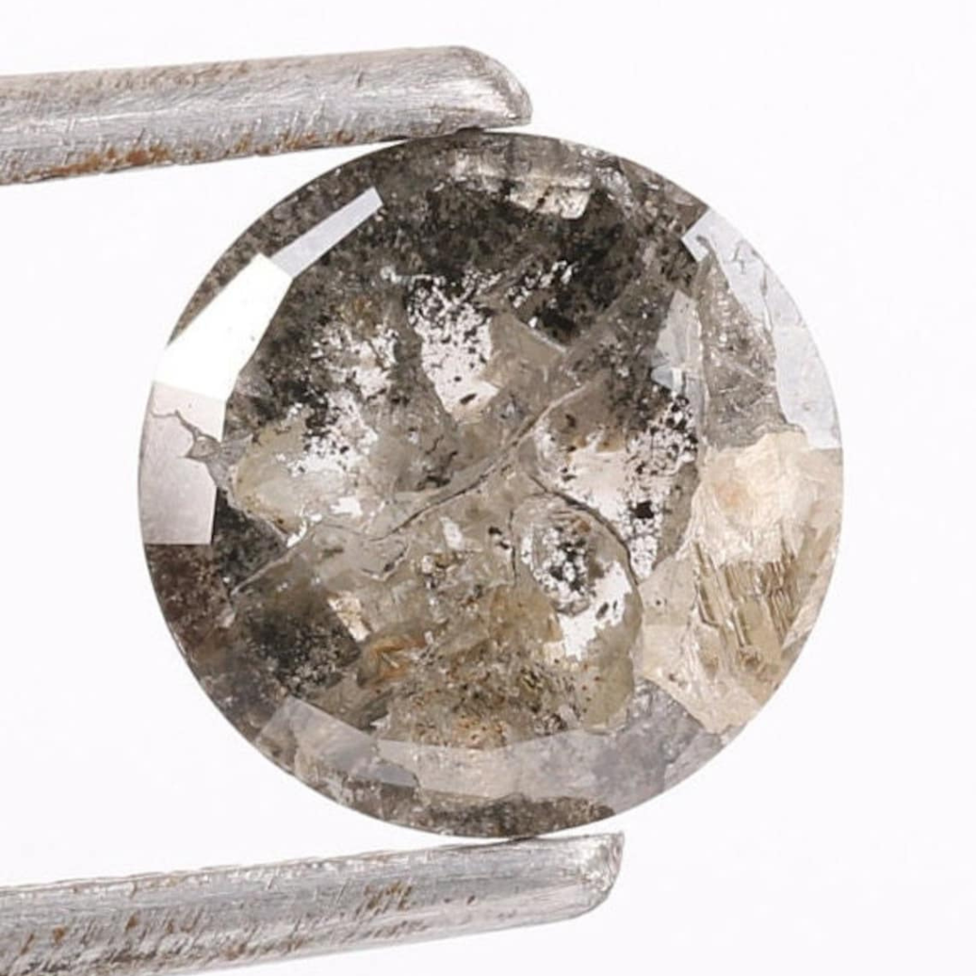 Natural Salt and Pepper 1.90 CT Round Loose Diamond