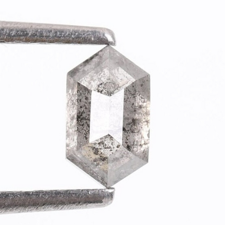 Natural Salt and Pepper 3.80 CT Hexagon Loose Diamond