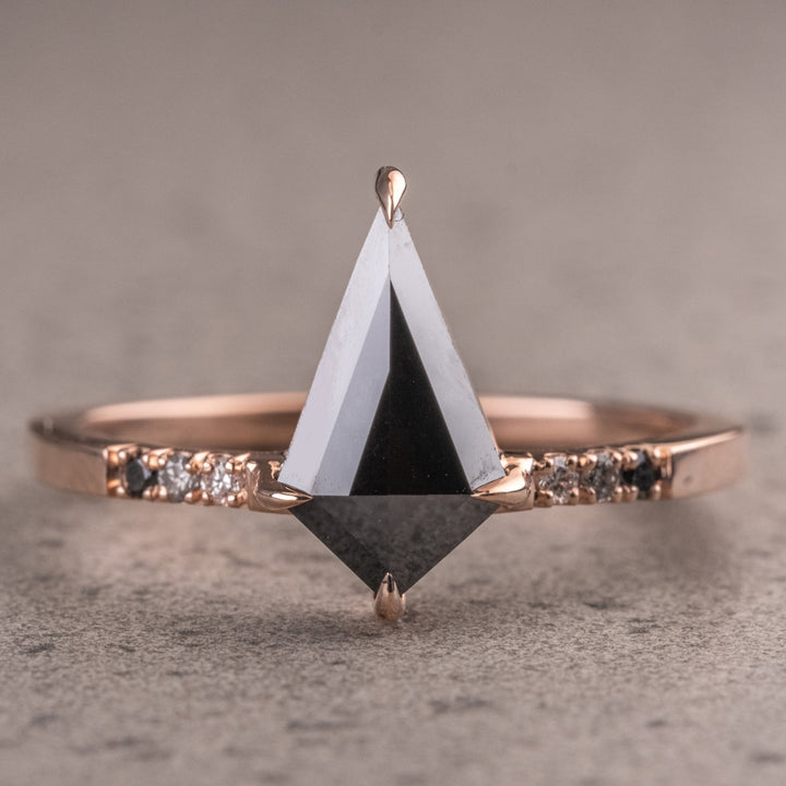 Natural Salt And Pepper 1.95 CT Kite Diamond Unique Engagement Ring