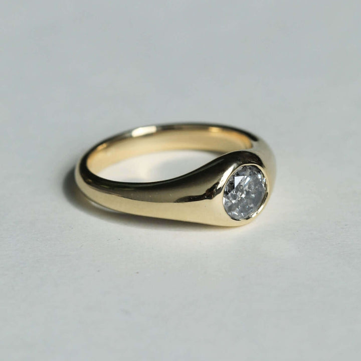 Natural Salt And Pepper 1.00 CT Round Diamond Unique Anniversary Ring