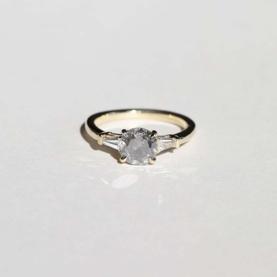 Natural Salt And Pepper 3.20 CT Round Diamond Unique Wedding Ring