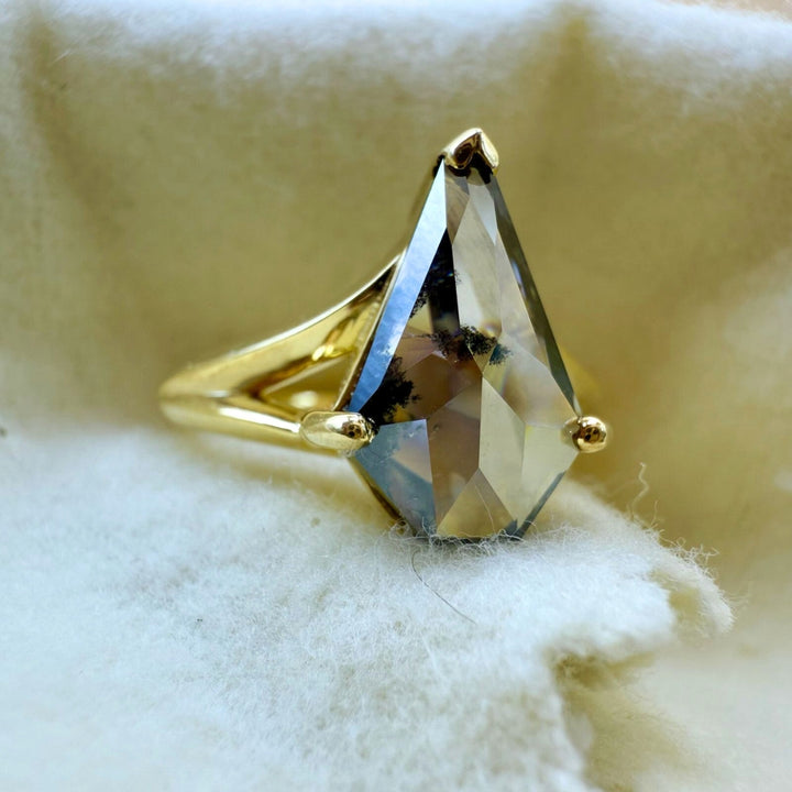 Pentagon Cut 3.28 CT Natural Salt and Pepper Solitaire Ring for Your Perfect Design