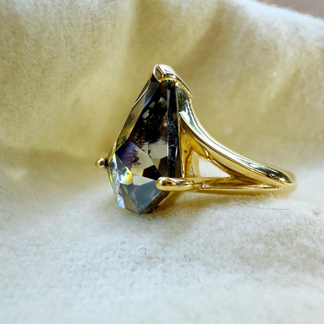Pentagon Cut 3.28 CT Natural Salt and Pepper Solitaire Ring for Your Perfect Design