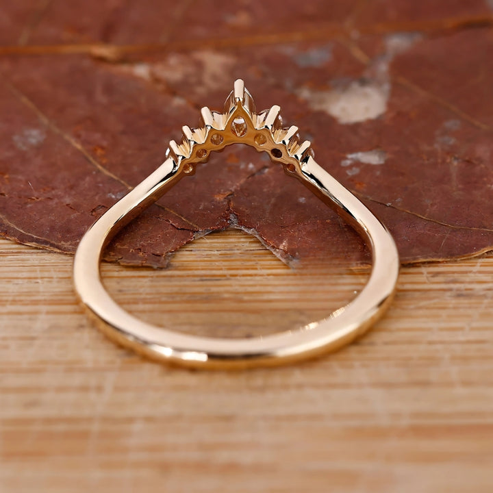 Crown Chevron Diamond Wedding Band for Her