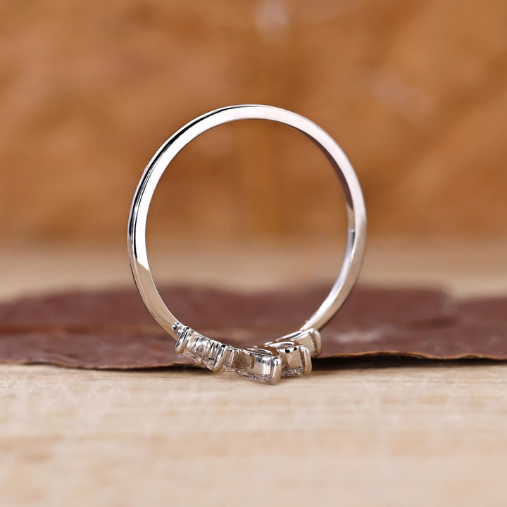 Marquise Diamond Tiara Chevron Crown Wedding Band