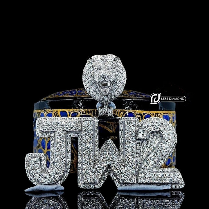 Lion JW2 Pride Moissanite Statement Pendant in 925 Sterling Silver Front View