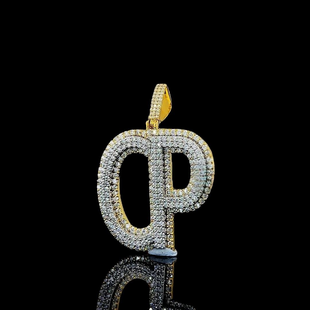 Luxe Prestige CP Moissanite Emblem Pendant in 925 Sterling Silver Close Up Front View