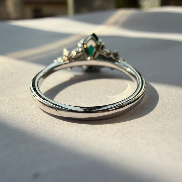 Designer Green Diamond Bridal Ring Set with Sparkling White Stones