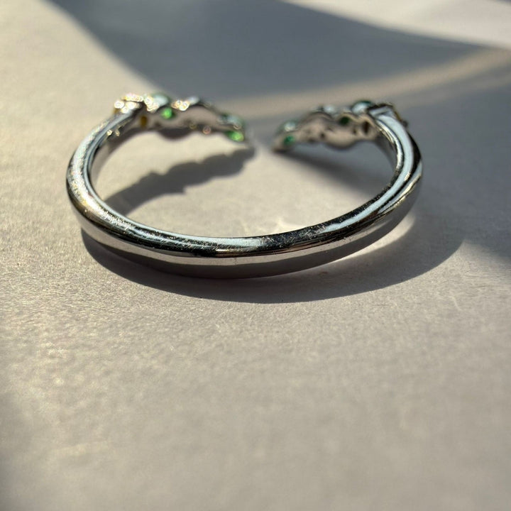 Designer Green Diamond Bridal Ring Set with Sparkling White Stones