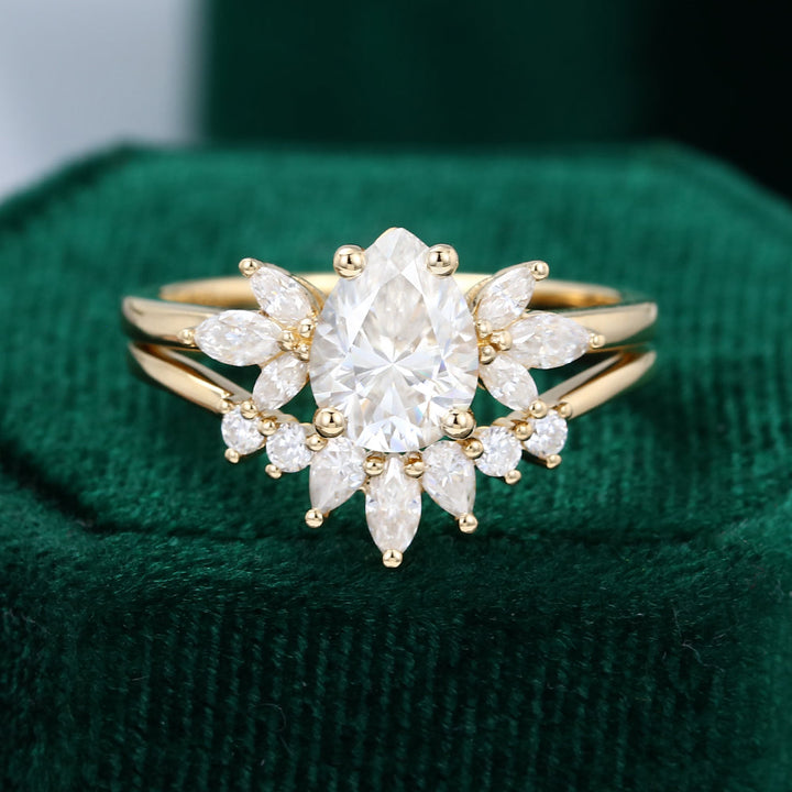 Moissanite 4.96 CT Pear Diamond Art Deco Engagement Ring