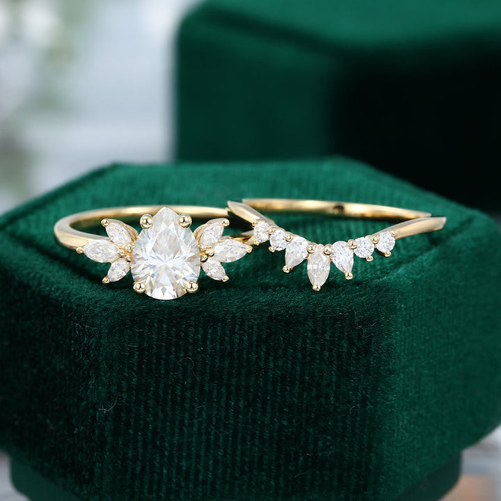 Moissanite 4.96 CT Pear Diamond Art Deco Engagement Ring