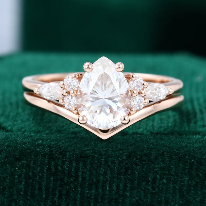 Moissanite 3.50 CT Pear Diamond Brutalist Engagement Ring