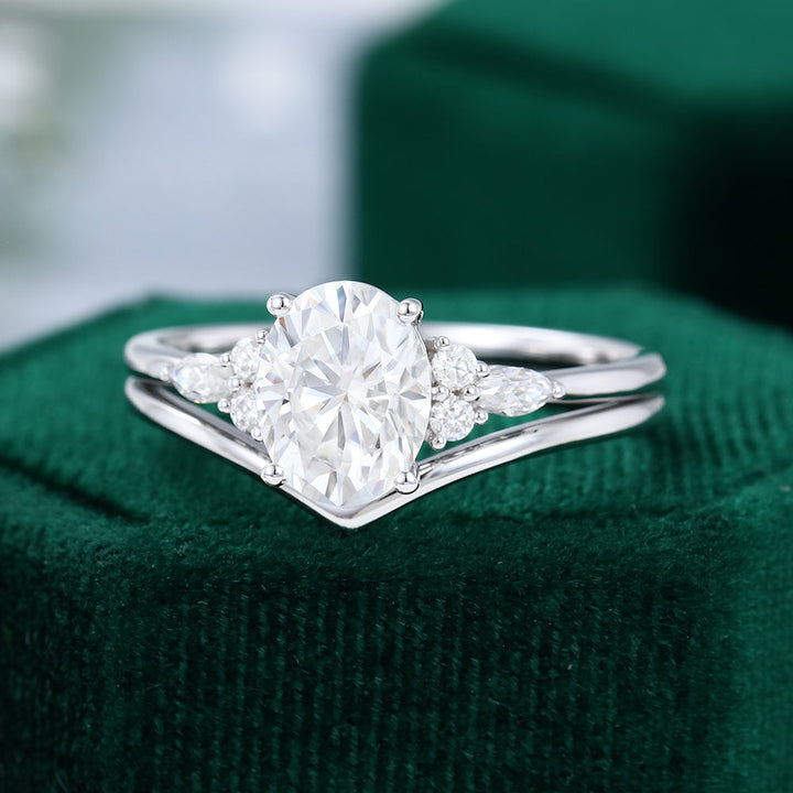 Moissanite 3.55 CT Oval Diamond Edwardian Wedding Ring
