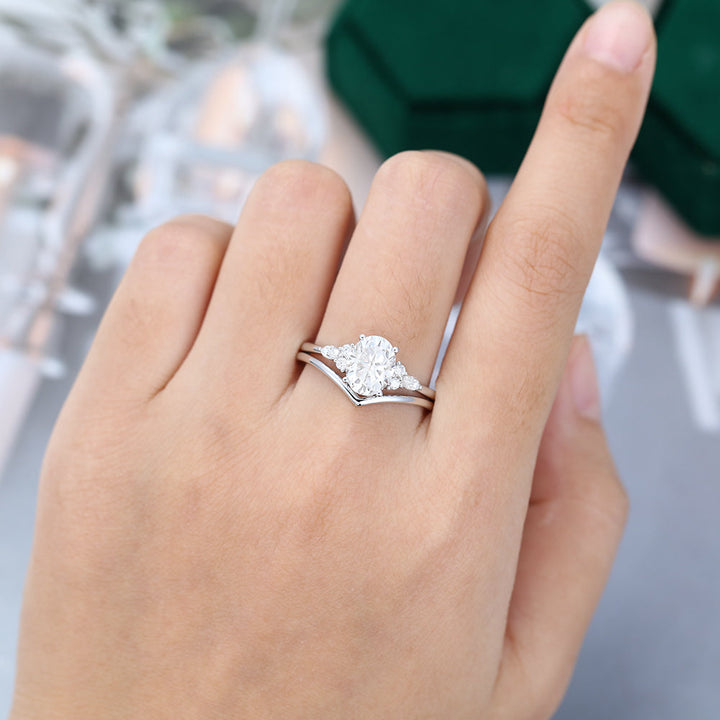 Moissanite 3.55 CT Oval Diamond Edwardian Wedding Ring