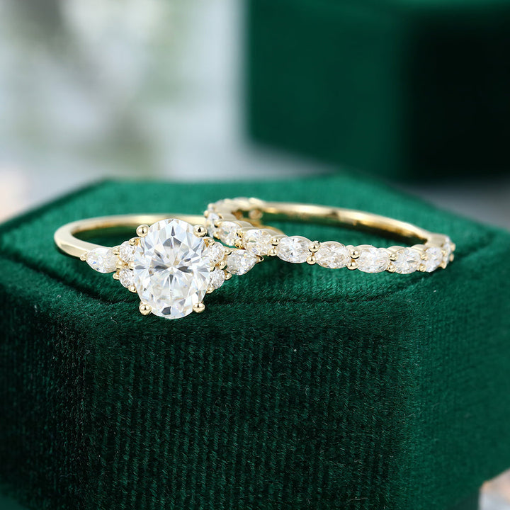 Moissanite 3.90 CT Oval Diamond Art Nouveau Engagement Ring