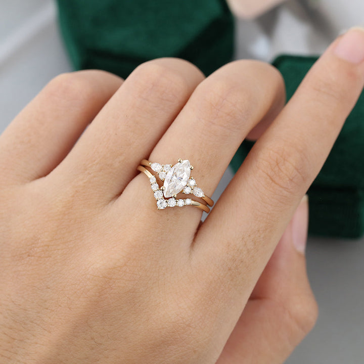 Moissanite 3.75 CT Marquise Diamond Avant Garde Engagement Ring