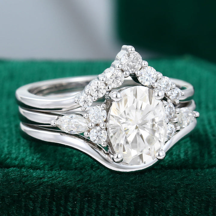 Moissanite 4.55 CT Oval Diamond Brutalist Anniversary Ring