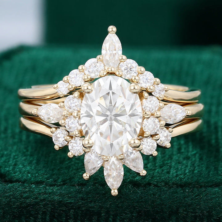 Moissanite 5.25 CT Oval Diamond Art Deco Wedding Ring