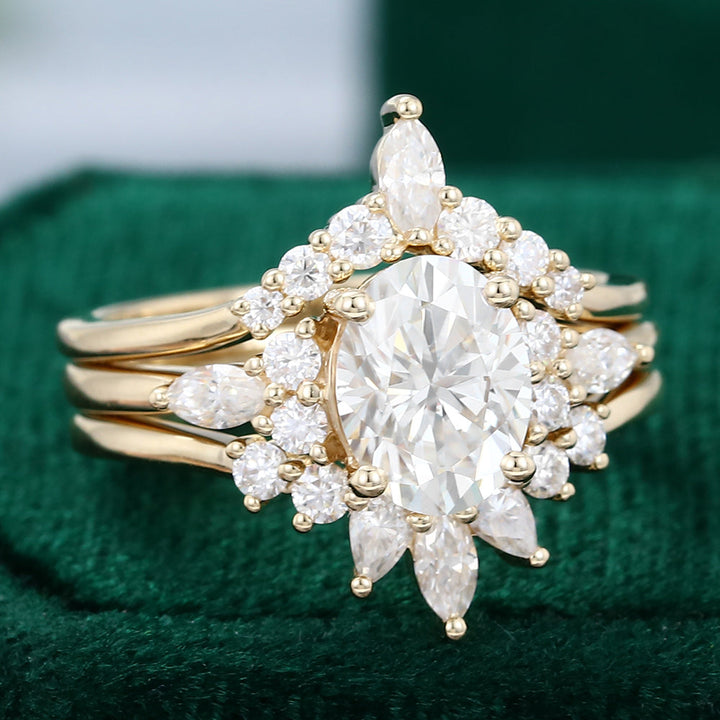 Moissanite 5.25 CT Oval Diamond Art Deco Wedding Ring