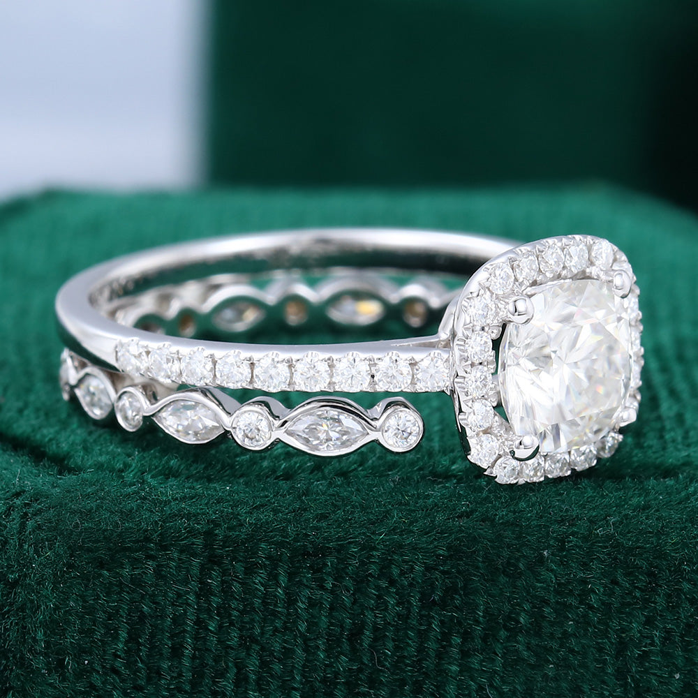 Moissanite 4.75 CT Cushion Diamond Art Nouveau Anniversary Ring