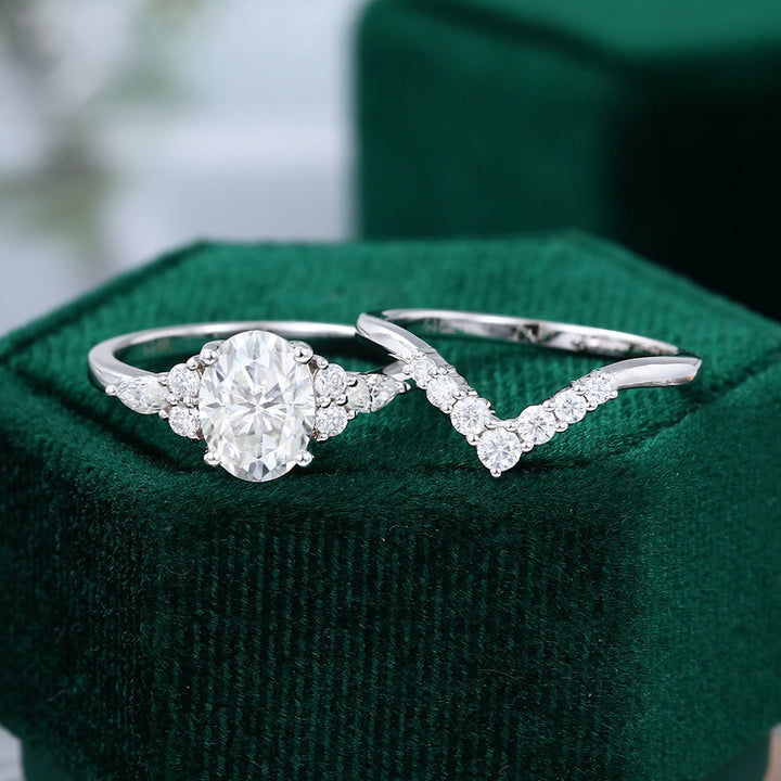Moissanite 3.95 CT Oval Diamond Avant Garde Anniversary Ring