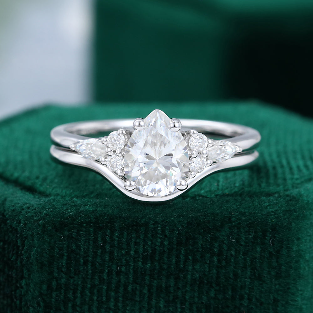 Moissanite 3.40 CT Pear Diamond Brutalist Engagement Ring – Less Diamond