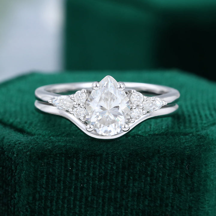 Moissanite 3.40 CT Pear Diamond Brutalist Engagement Ring