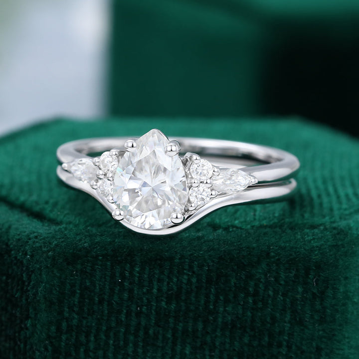 Moissanite 3.40 CT Pear Diamond Brutalist Engagement Ring