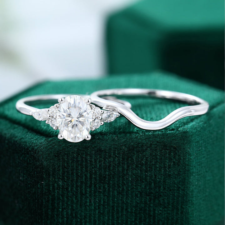Moissanite 3.40 CT Oval Diamond Art Deco Engagement Ring