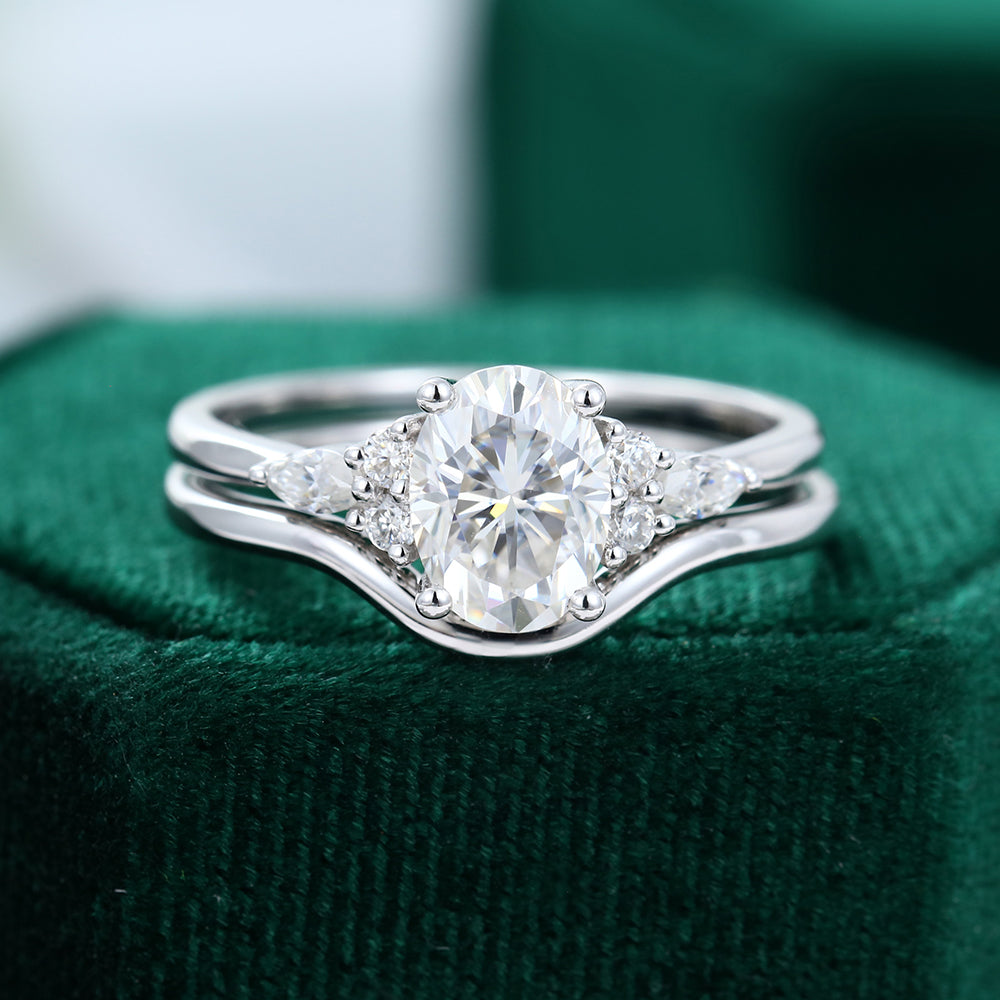 Moissanite 3.40 CT Oval Diamond Art Deco Engagement Ring