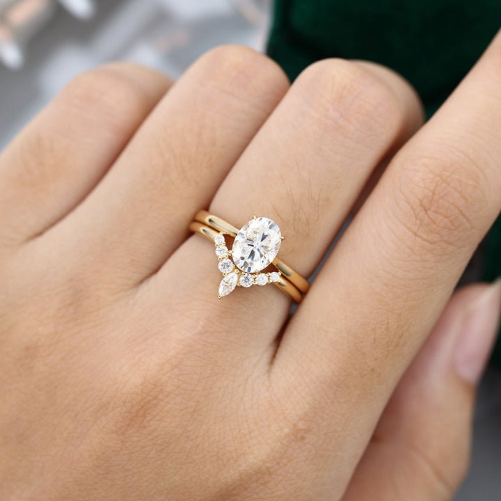Moissanite 2.90 CT Oval Diamond Art Nouveau Wedding Ring