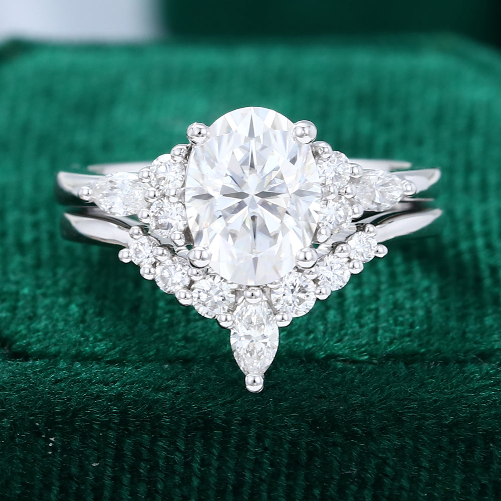 Moissanite 3.85 CT Oval Diamond Victorian Engagement Ring