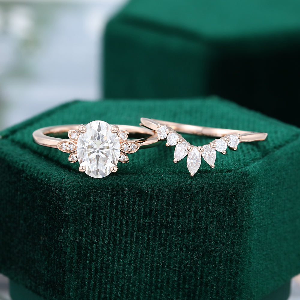 Moissanite 4.25 CT Oval Diamond Avant Garde Wedding Ring