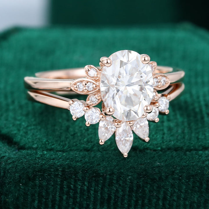 Moissanite 4.25 CT Oval Diamond Avant Garde Wedding Ring