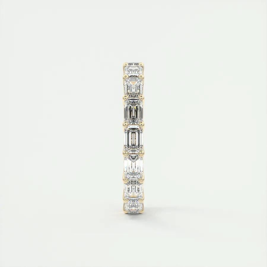 Moissanite 3.70 CT Emerald Cut Diamond Art Deco Engagement Band