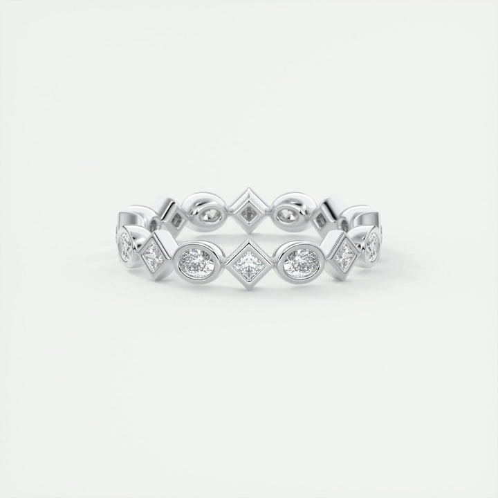 Moissanite 0.72 CT Oval & Princess Cut Diamond Art Nouveau Wedding Band