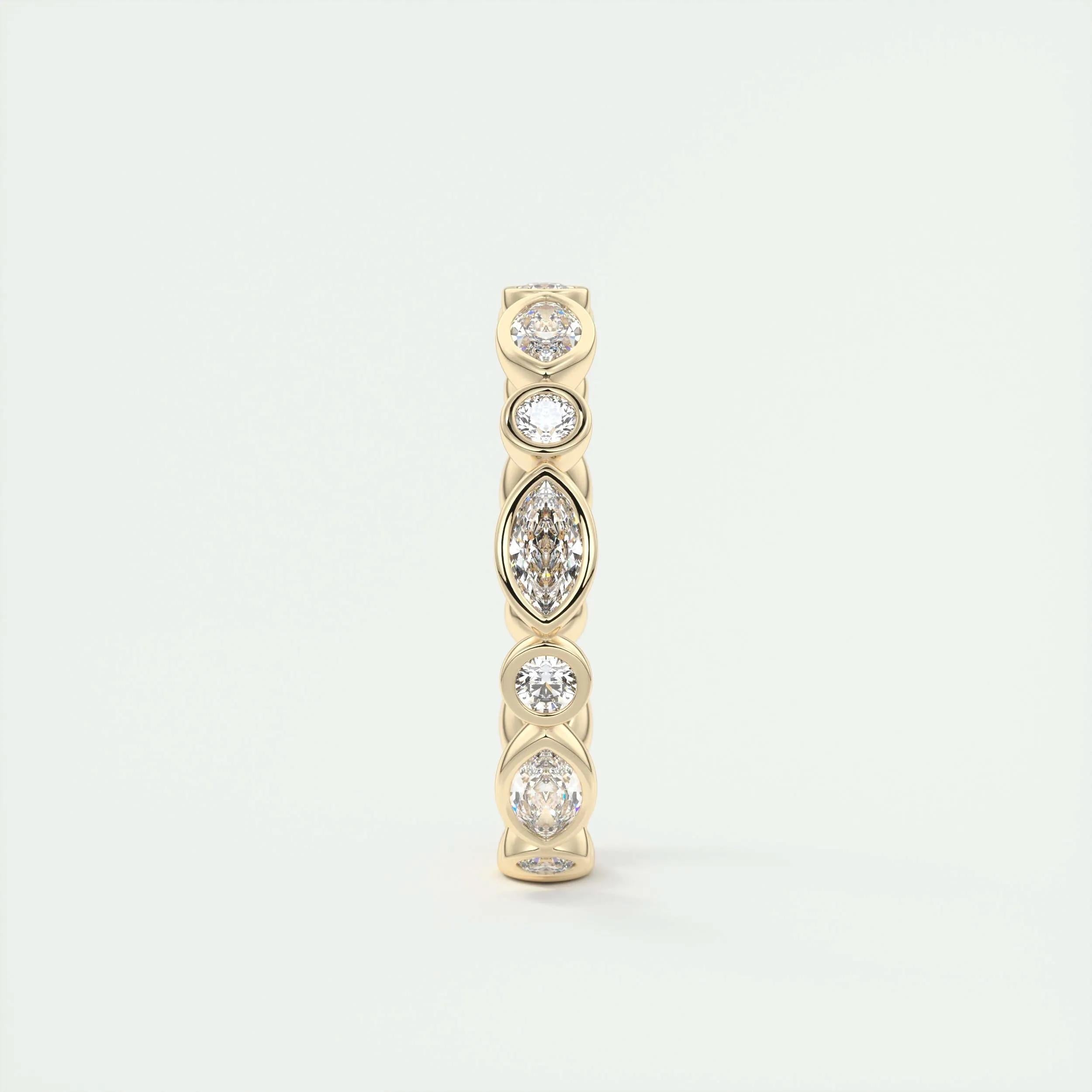 Moissanite 0.98 CT Marquise & Round Cut Diamond Mid-Century Anniversary Band