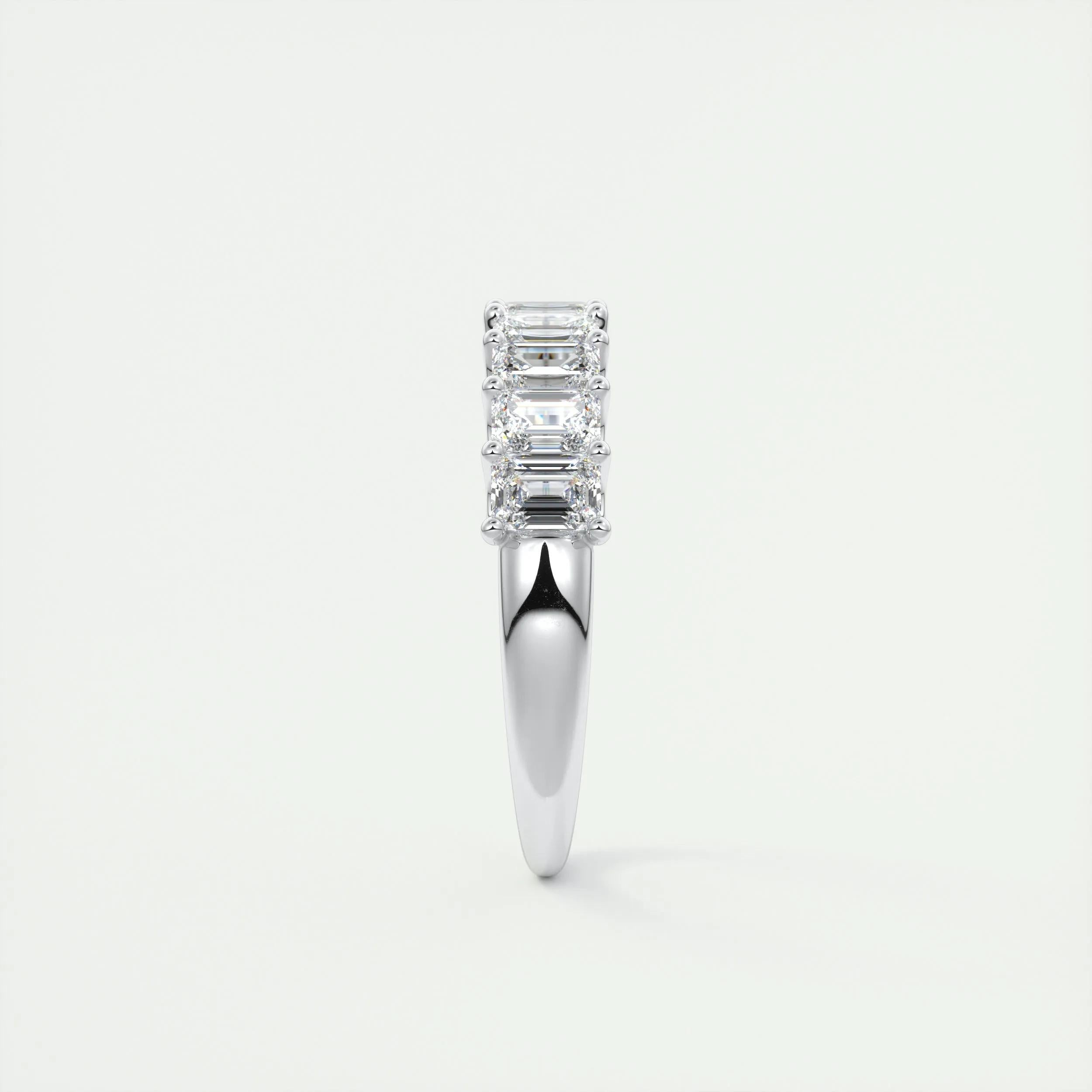 Moissanite 2.60 CT Emerald Cut Diamond Avant Garde Wedding Band