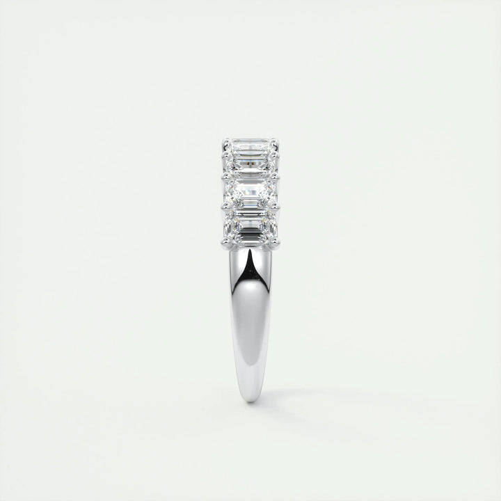 Moissanite 2.60 CT Emerald Cut Diamond Avant Garde Wedding Band