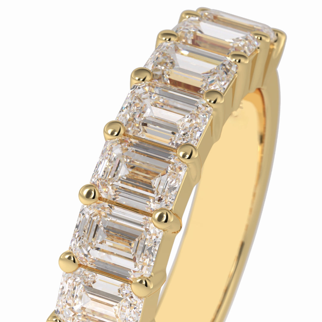 Lab Grown 2.26 CT Emerald Cut Diamond Brutalist Anniversary Band