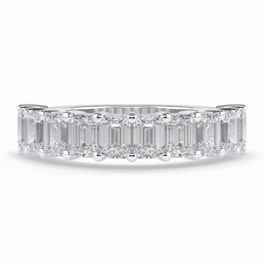 Lab Grown 2.26 CT Emerald Cut Diamond Brutalist Anniversary Band