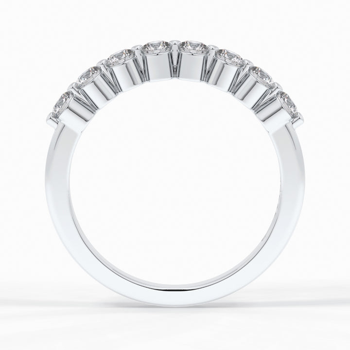 Round Cut Moissanite Diamond Wedding Band - Half Eternity