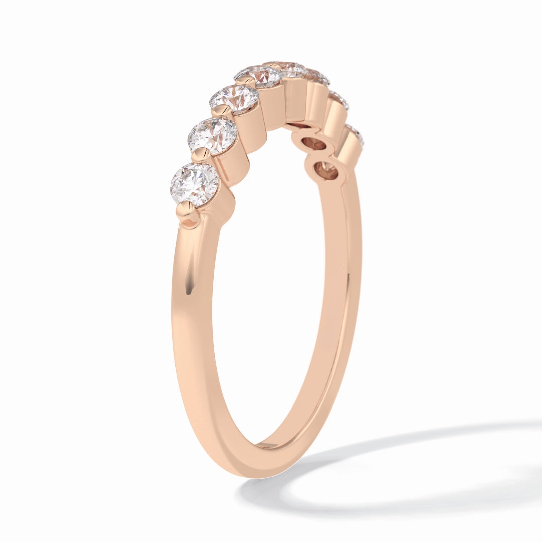 Round Cut Moissanite Diamond Wedding Band - Half Eternity