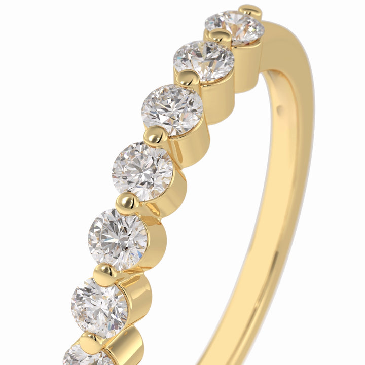 Round Cut Moissanite Diamond Wedding Band - Half Eternity