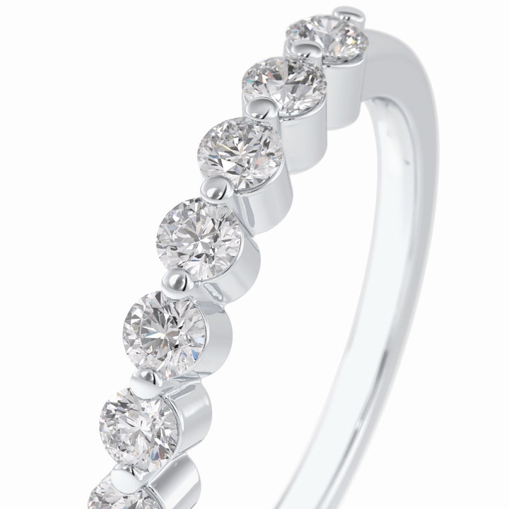 Round Cut Moissanite Diamond Wedding Band - Half Eternity