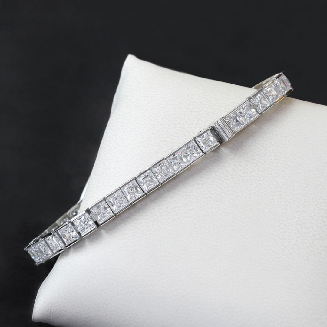 Moissanite 12.50 CT Princess Diamond Mid-Century Bracelet