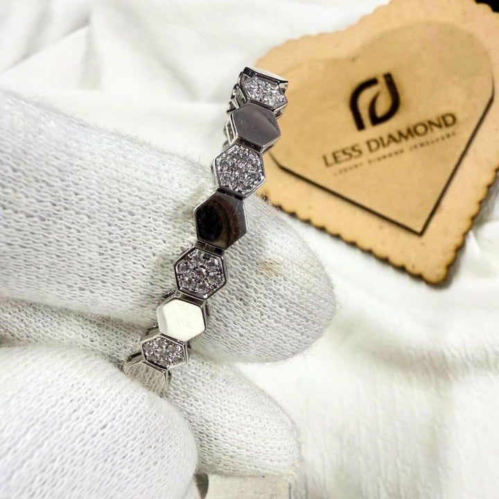 Modern Hexagon Style Bracelet with Dazzling Round Diamonds